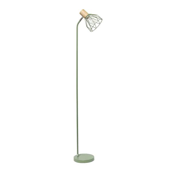 55.91 in. Industrial Farmhouse Fusion Adjustable Cage Wire Accent Arc Floor Lamp, Green