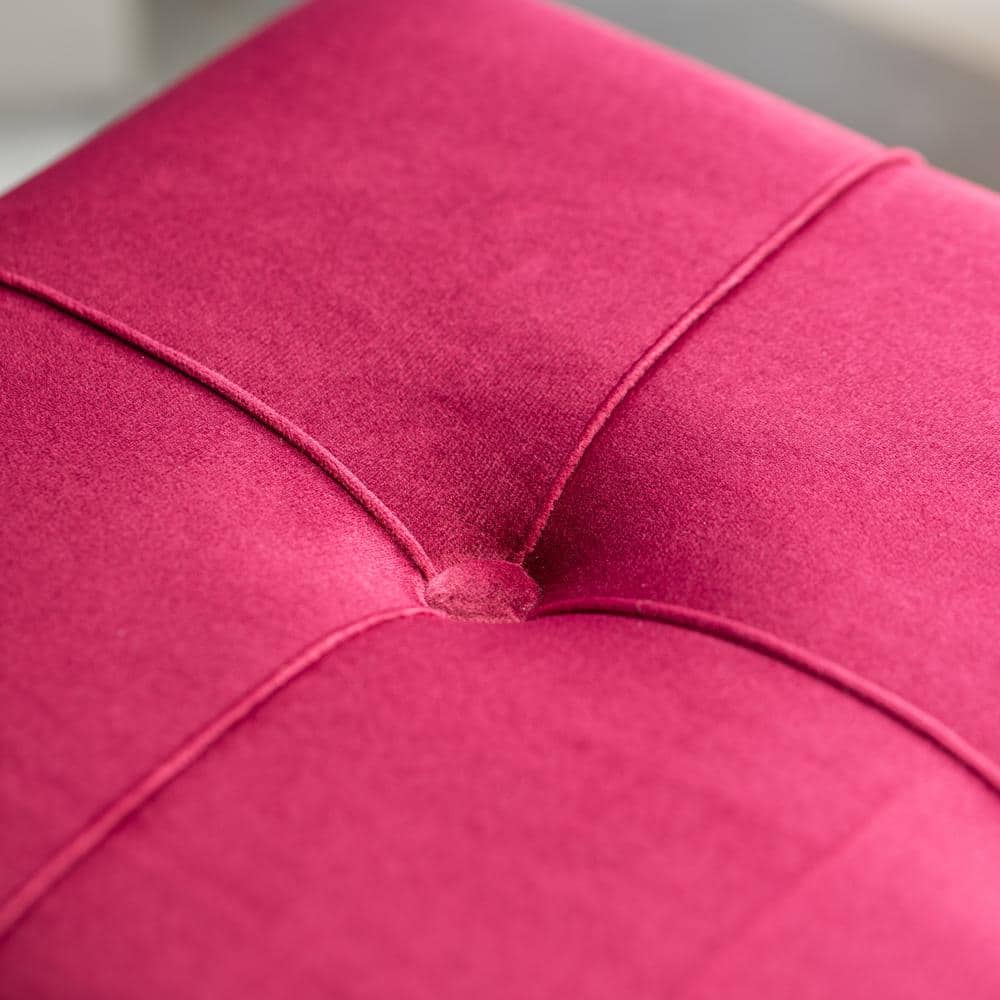 Velvet Red Storage Ottoman with Golden Abstract Legs