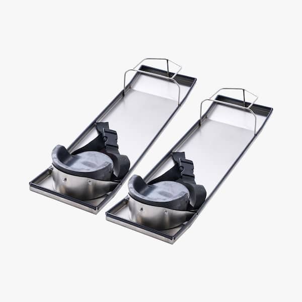 Concrete Knee Boards 28 in. x 8 in. Silver Stainless Steel Memory Foam Hard Knee Pads with Pull-Over