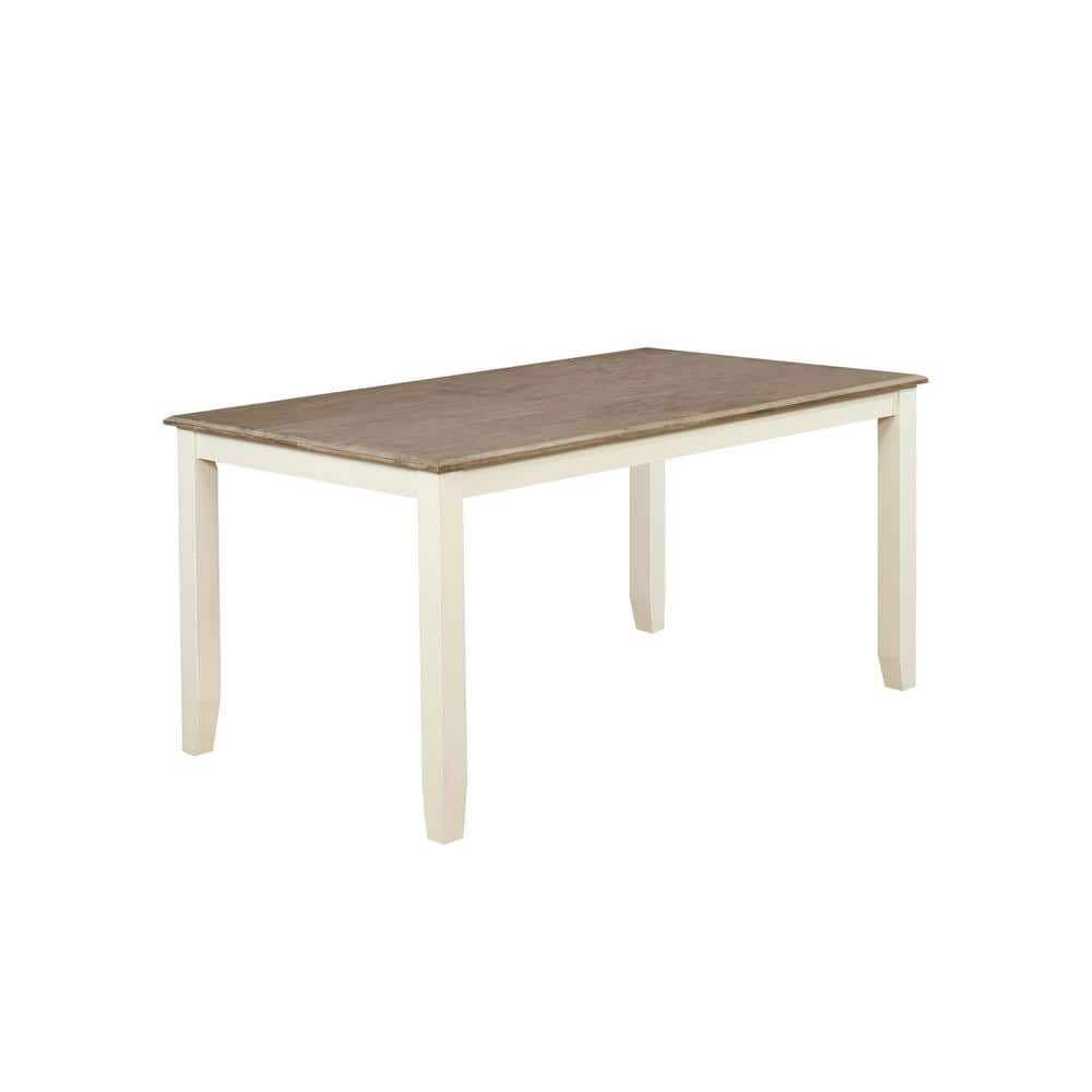 Rustic Taupe and Vanilla White 6-Piece Dining Set with Storage Bench