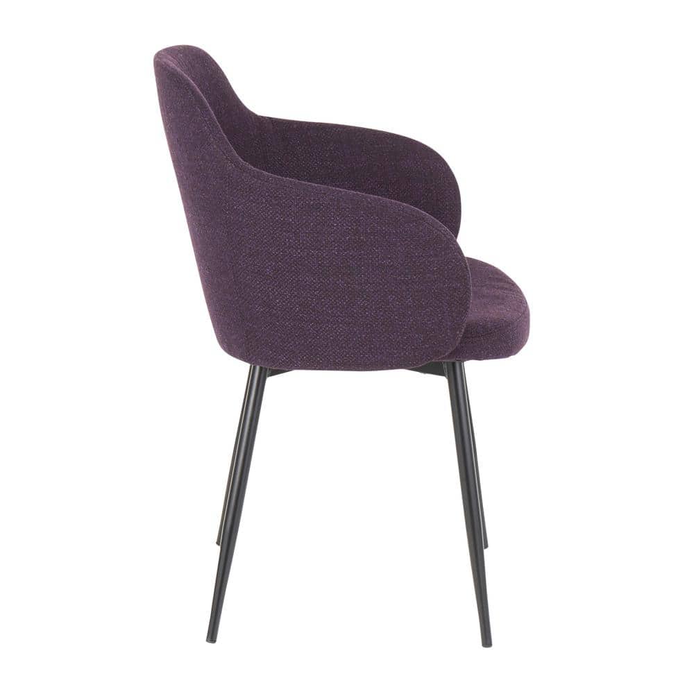 High-Back Industrial Upholstered Arm Chair in Black and Purple