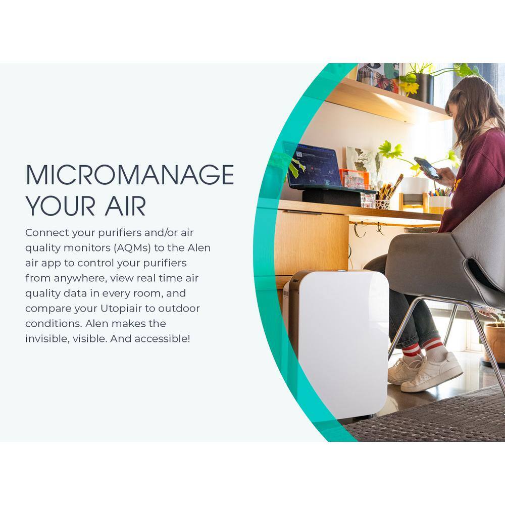 White Smart HEPA Air Purifier with Odor Absorbing Filter