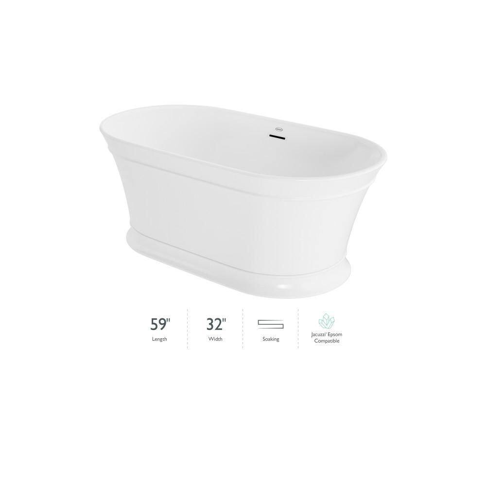 Lyndsay 67" White Freestanding Acrylic Soaking Bathtub