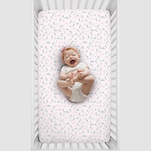 Super Soft Pink Unicorn Polyester Nursery Crib Fitted Sheet