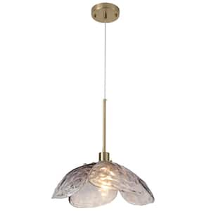 60 -Watt 1-Light Smoke Gray Pendant Light with Glass Shade, Hanging Vintage Ceiling Light Fixture