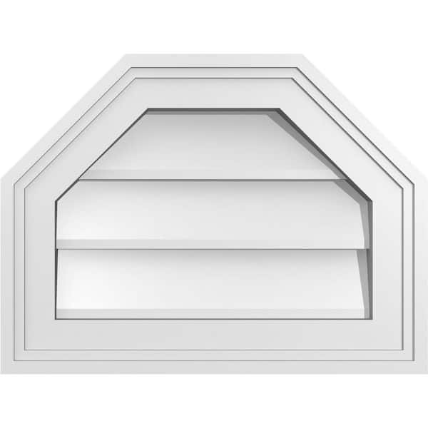 Ekena Millwork 16 in. x 12 in. Octagonal Top Surface Mount PVC Gable Vent: Decorative with Brickmould Frame