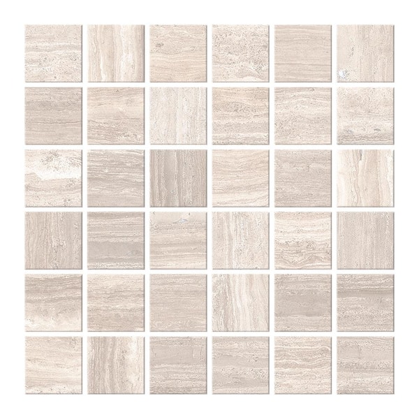 Atlanta Beige 11.69 in. x 11.69 in. Matte Porcelain Mosaic Floor and Wall Tile (0.96 Sq. Ft./Each)