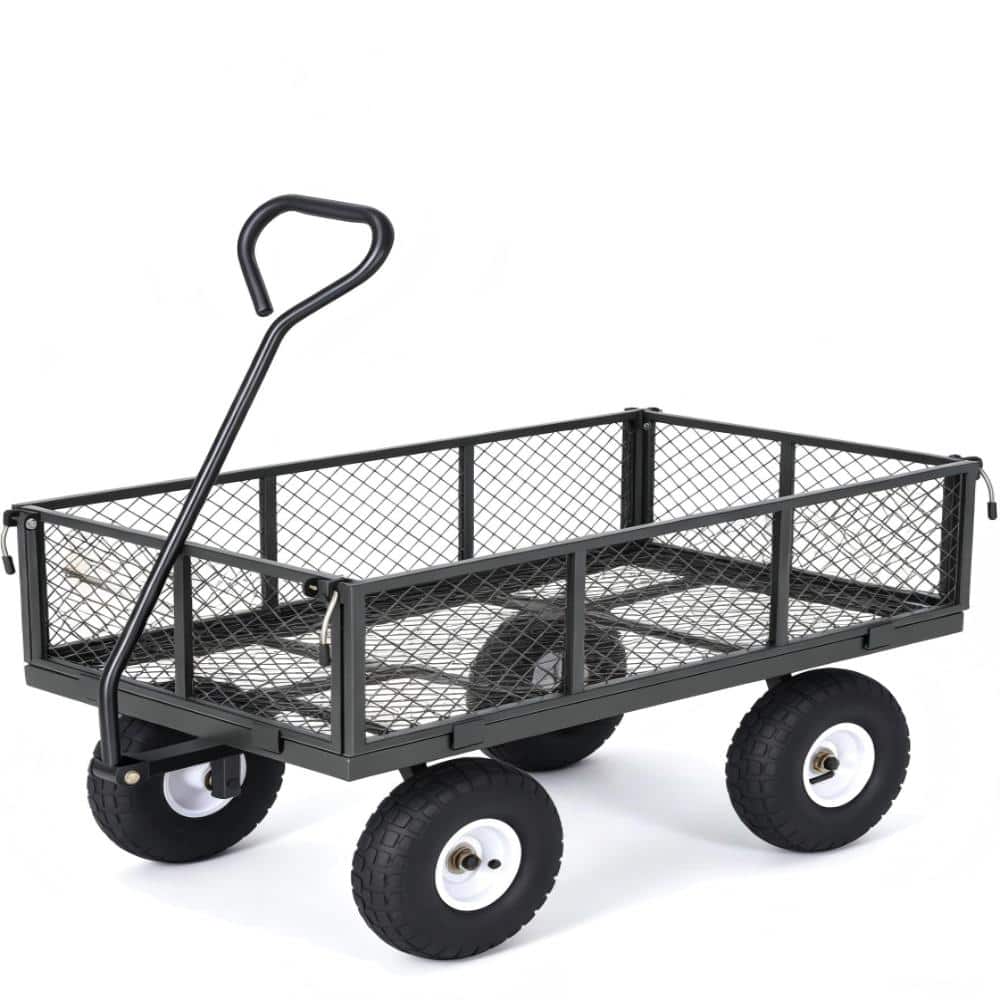 "800LBS Heavy Duty Steel Garden Cart Wagon 10"" All-Terrain Pneumatic Tires Outdoor Metal Utility Yard Cart Gray" price history on PriceWatchPro