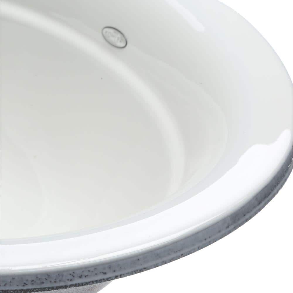 Serif White Cast Iron Oval Undermount Bathroom Sink