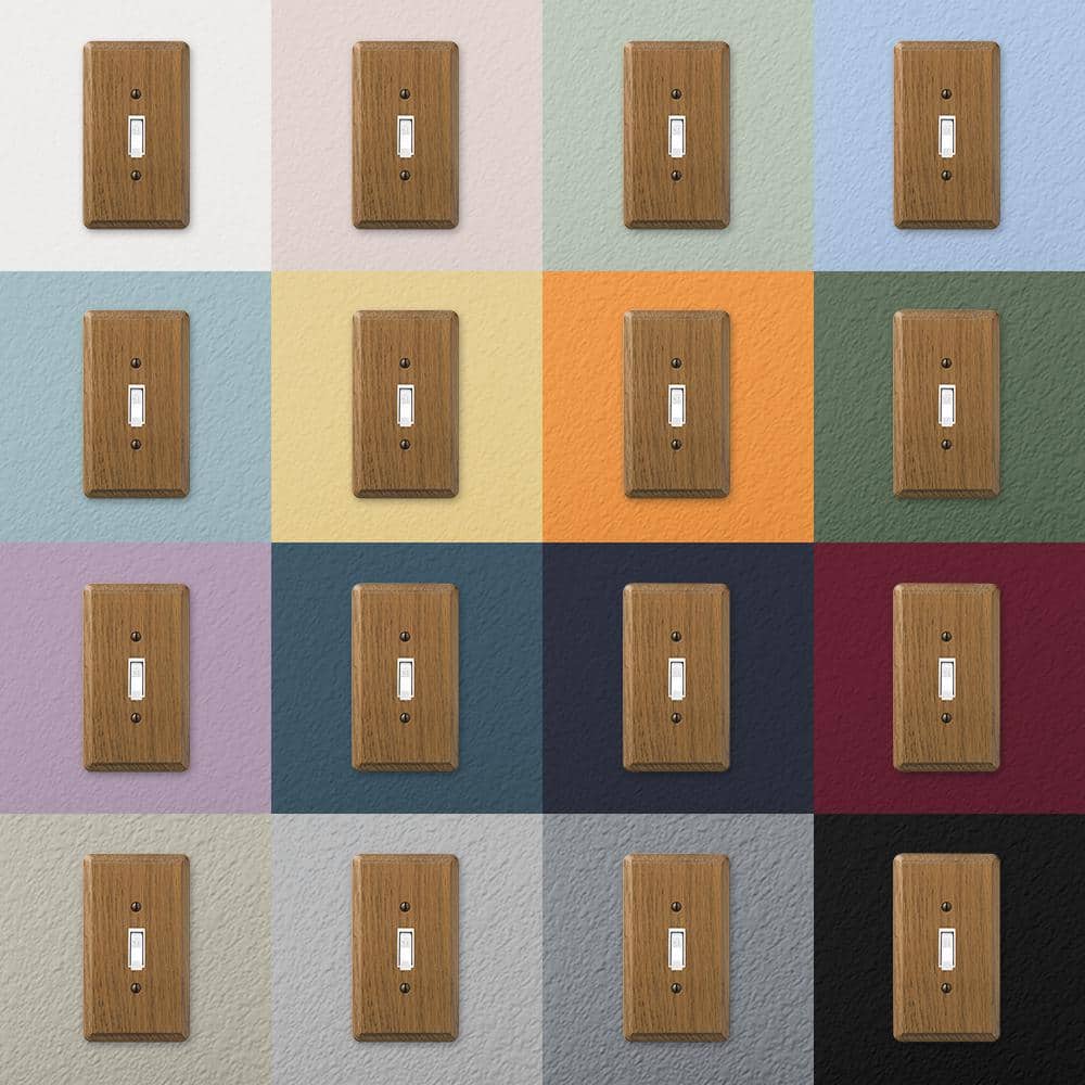 Amerelle Medium Brown 2-Gang Oak Wood Toggle Wall Plate