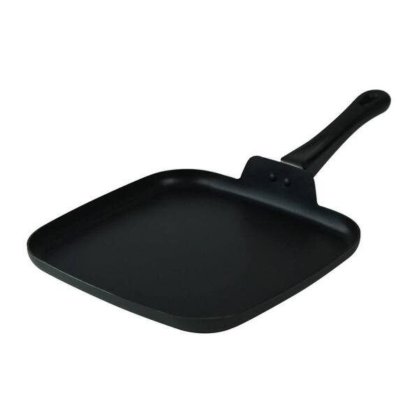 10 in. Nonstick Square Griddle Pan for Cooking Eggs, Omelettes, and More, Black