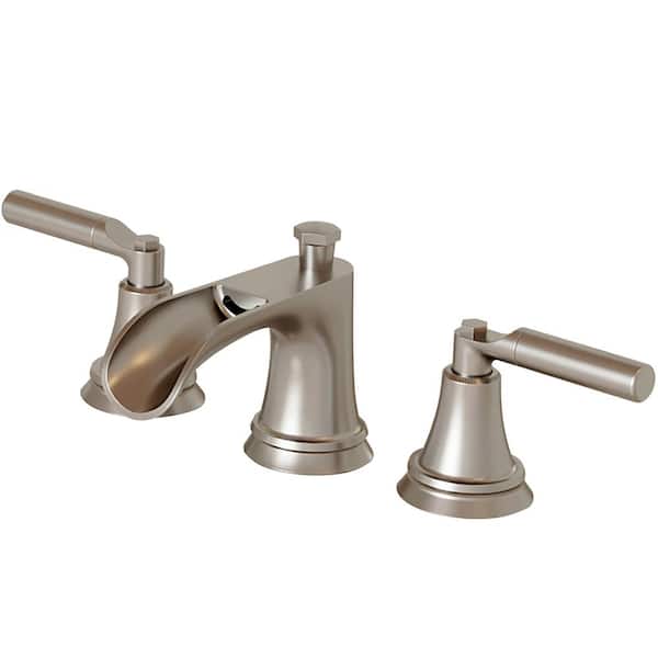 Unbranded 8 in. Widespread 2-Handle Bathroom Faucet with Pop-Up Drain Assembly in Brushed Nickel