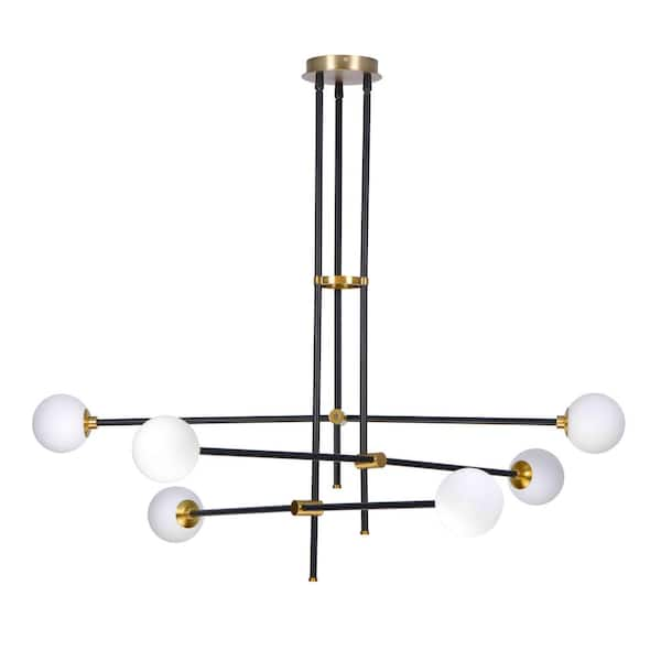 Good Lumens by Madison Avenue 6-Light Black and Aged Brass Chandelier ...