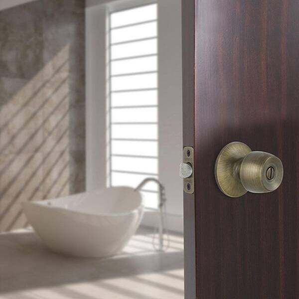 Privacy Antique Brass Bedroom Bathroom Round Knob knobs Door Handle Lock locks 