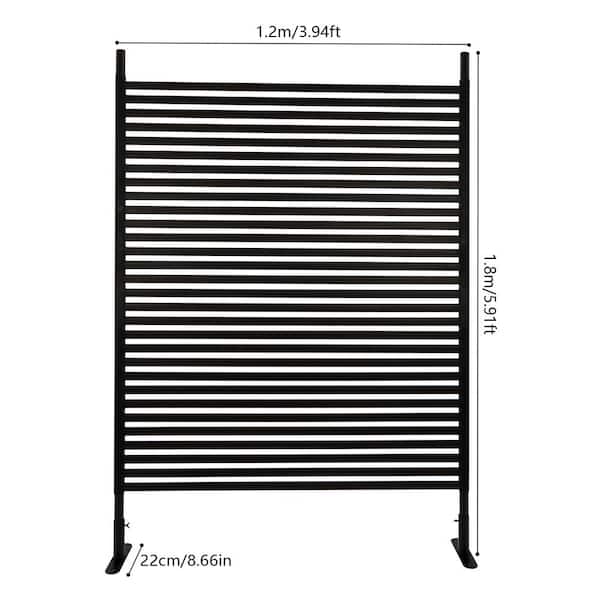 YIYIBYUS 5.91 ft. x 3.94 ft. Outdoor Metal Steel Freestanding Privacy Fence Screen Patio Garden Decorative Fence