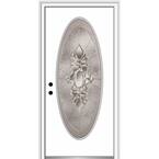 30 in. x 80 in. Heirlooms Right-Hand Inswing Oval Lite Decorative Painted Fiberglass Smooth Prehung Front Door