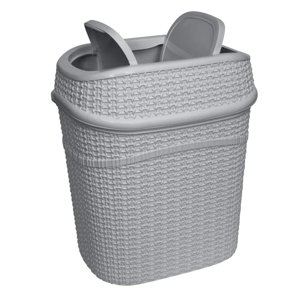 Gray Plastic Sailor Knot Swing Top Trash Can
