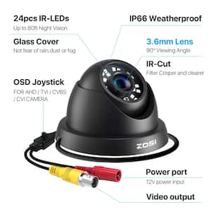 Wired 1080p Indoor/Outdoor Dome Security Camera 4 in. 1 Compatible for TVI/CVI/AHD/CVBS DVR