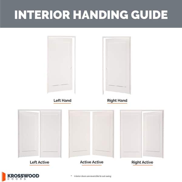 Krosswood Doors 24 in. x 80 in. Shaker 5-Panel Primed Left-Hand