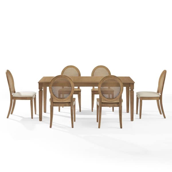 CROSLEY FURNITURE Katia Driftwood 7-Pc Dining Set With Woven Back 