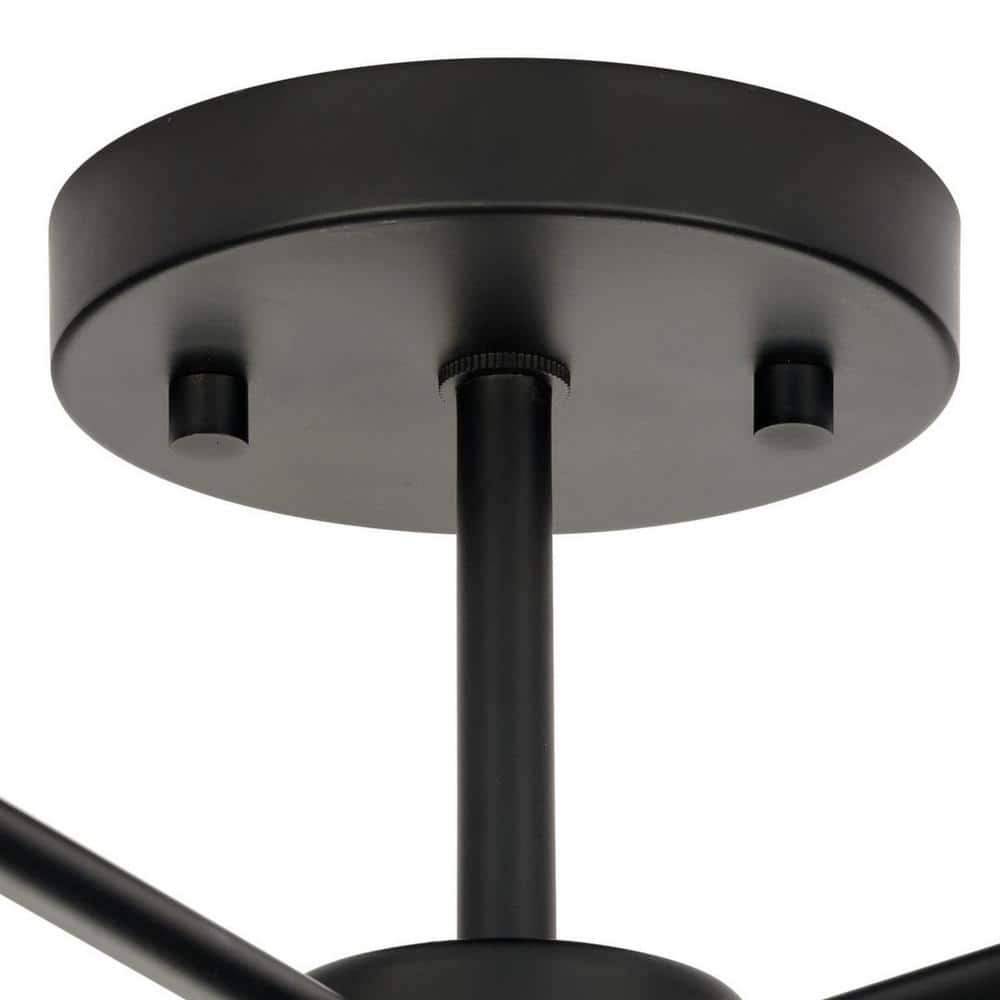 Matte Black 5-Light Semi-Flush Mount with Glass Bulbs