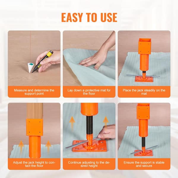 4 Pcs Floo Jack Posts, 6.5" - 8.5" Height Adjust Scew Jacks