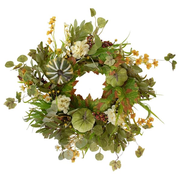 Northlight 24 in. Unlit Pumpkins and Berries Artificial Fall Harvest Twig Wreath
