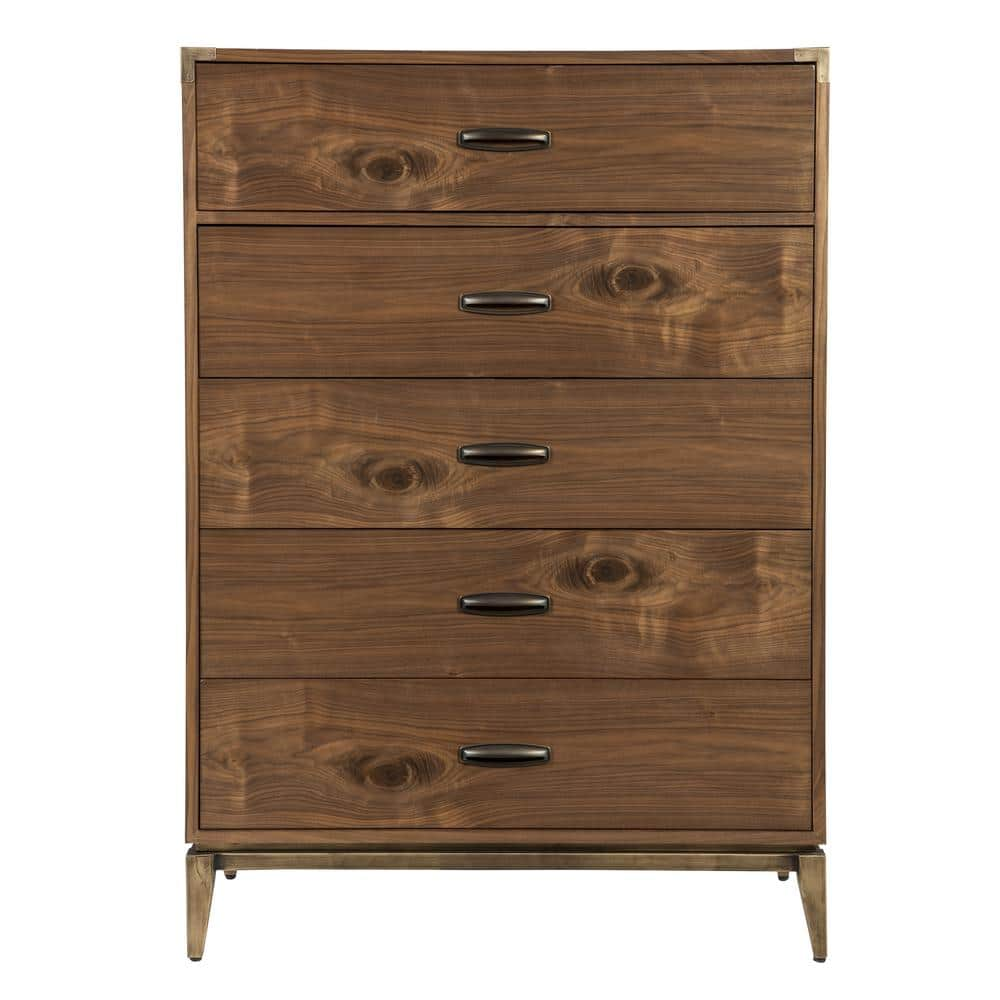 Modus Furniture Adler 5-Drawer Natural Walnut Chest of Drawers 52 in. H ...