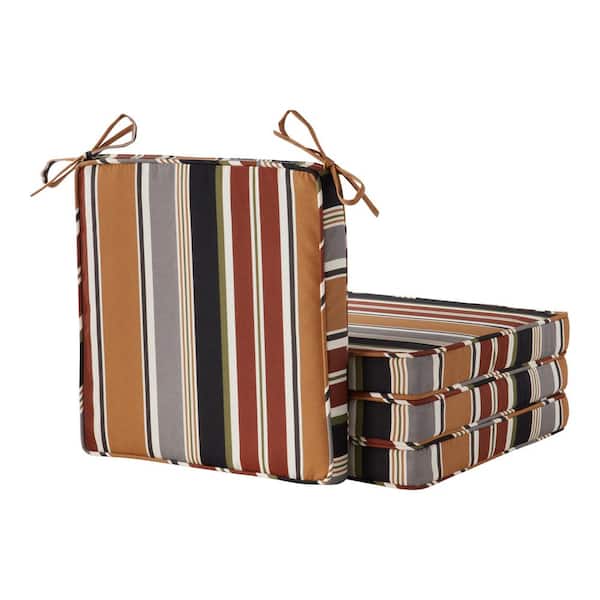 Greendale Home Fashions 18 in. x 18 in. Brick Stripe Square Outdoor Dining Seat Cushion (4-Pack)