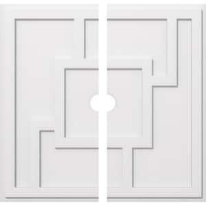 1 in. P X 11-3/4 in. C X 34 in. OD X 3 in. ID Knox Architectural Grade PVC Contemporary Ceiling Medallion, Two Piece