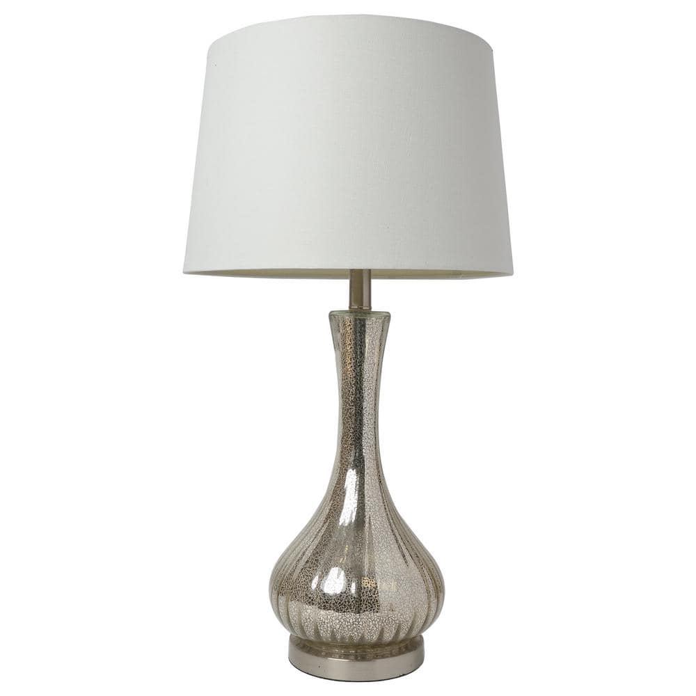 29" Silver Mercury Glass Vase Table Lamp with White Shade