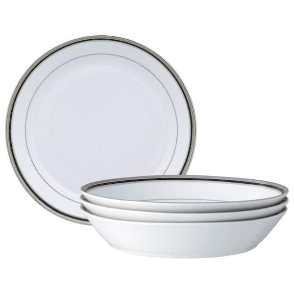 Austin Platinum 43 fl. oz., 9.75 in. White Porcelain Coupe Dinner Bowls, Set of 4