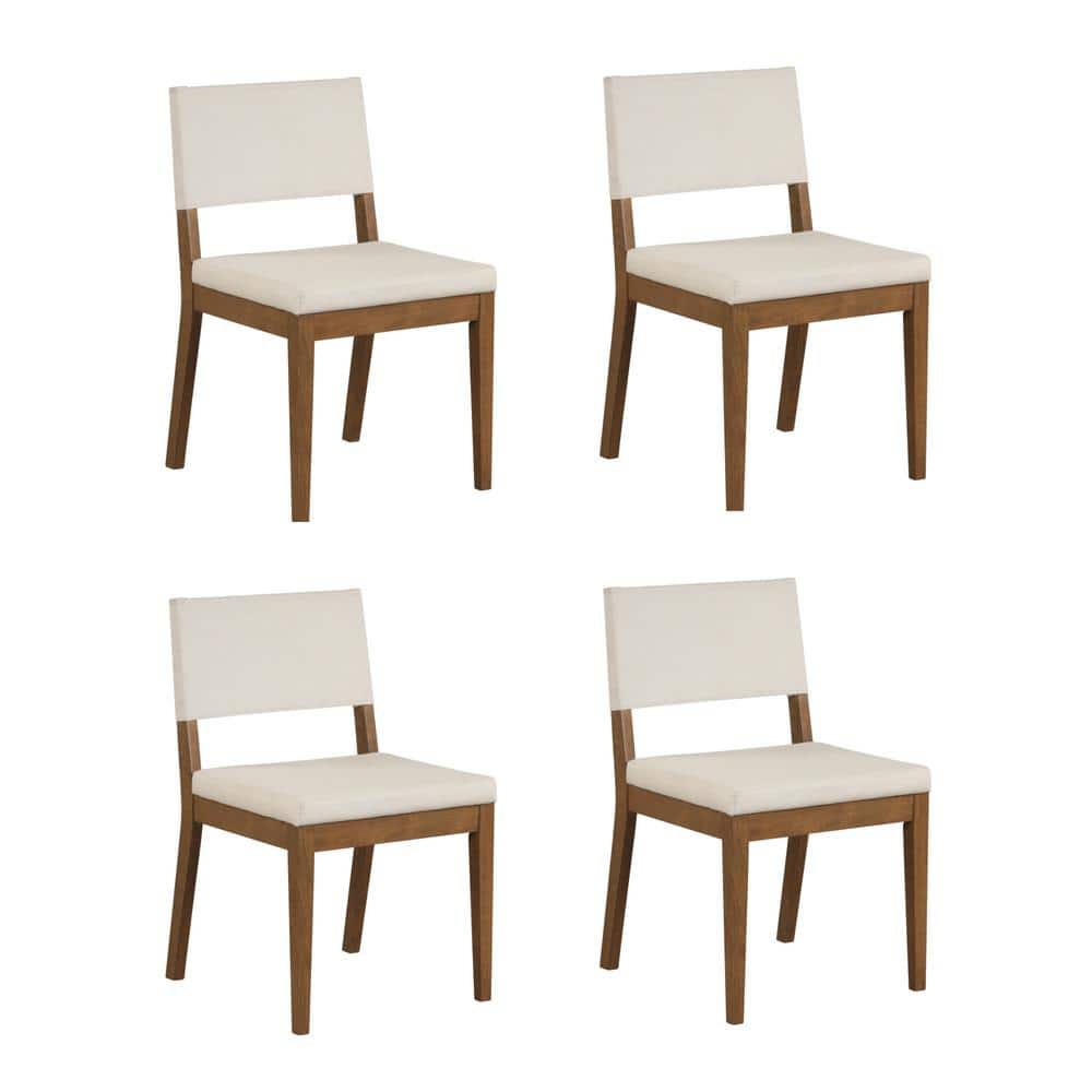 Linus Dark Brown and Light Gray Upholstered Side Chair Set