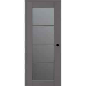 Vona 32 in. x 96 in. Left-Handed 4-Lite Frosted Glass Gray Matte Composite DIY-Friendly Single Prehung Interior Door