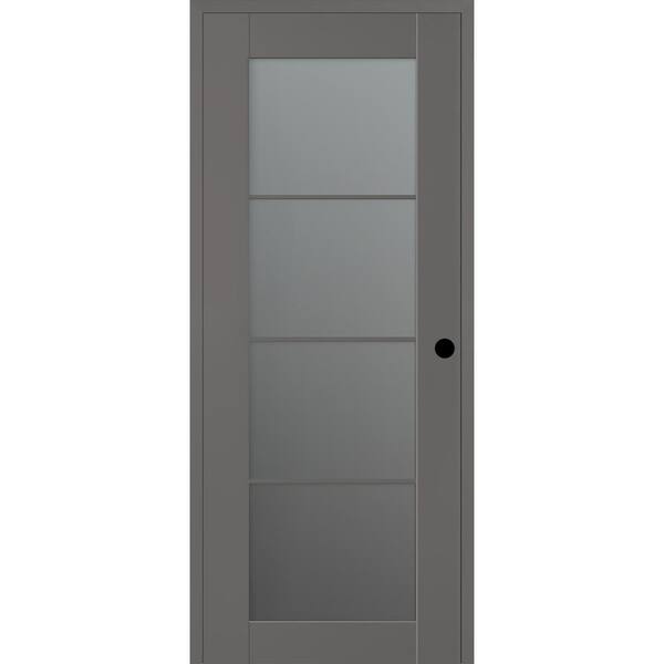 Belldinni Vona 32 in. x 96 in. Left-Handed 4-Lite Frosted Glass Gray Matte Composite DIY-Friendly Single Prehung Interior Door