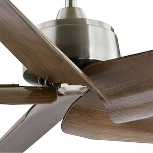 Feldner 60 in. Indoor/Covered Outdoor Brushed Nickel Smart Ceiling Fan with Remote Control Powered by Hubspace