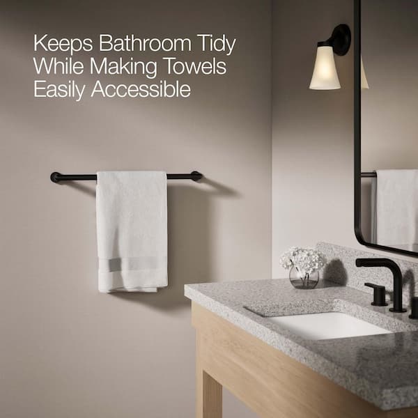 KOHLER Kumin 24 in. Towel Bar in Matte Black K-97882-BL - The Home