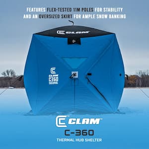 C-360 Portable 6 ft. 3-Person Pop Up Ice Fishing Thermal Hub Shelter Tent