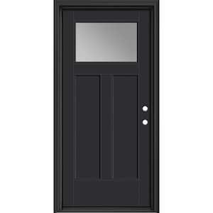 Performance Door System 36 in. x 80 in. Winslow Clear Left-Hand Inswing Black Smooth Fiberglass Prehung Front Door