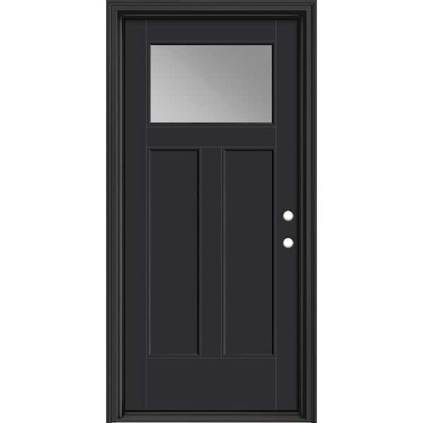 Masonite Performance Door System 36 in. x 80 in. Winslow Clear Left-Hand Inswing Black Smooth Fiberglass Prehung Front Door