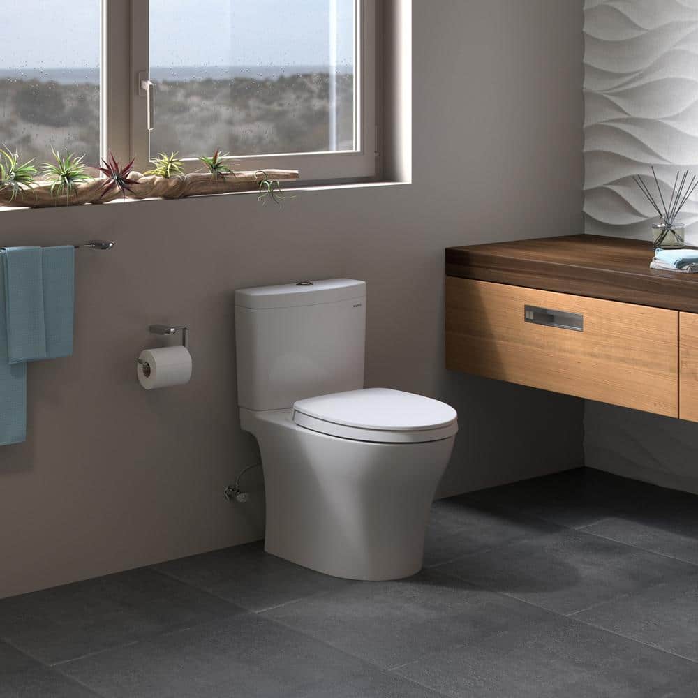 Cotton White Elongated Dual Flush Two-Piece Toilet