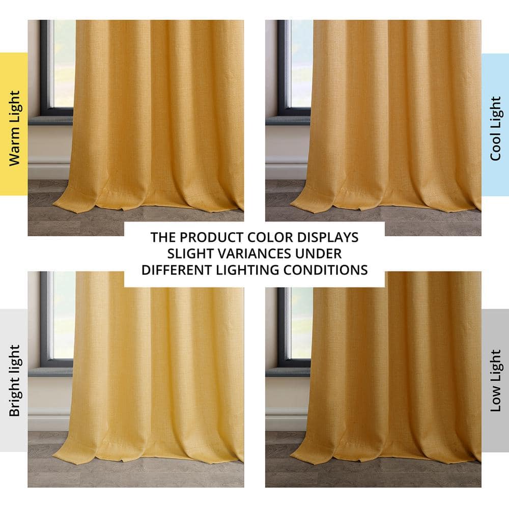 Dandelion Gold Faux Linen Blackout Grommet Window Panel - 84 in. Length
