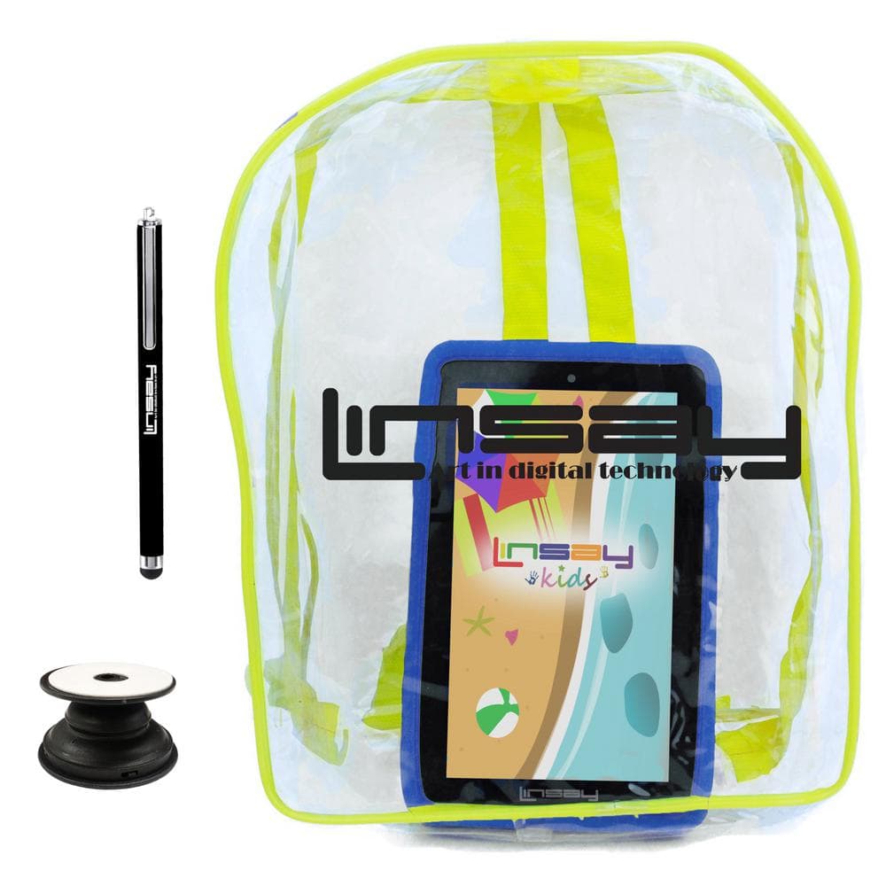 7 in. 64GB Android 13 Tablet with Blue Kids Defender Case, Backpack, Holder and Pen -  LINSAY, F7UHDKIDSBAGBP