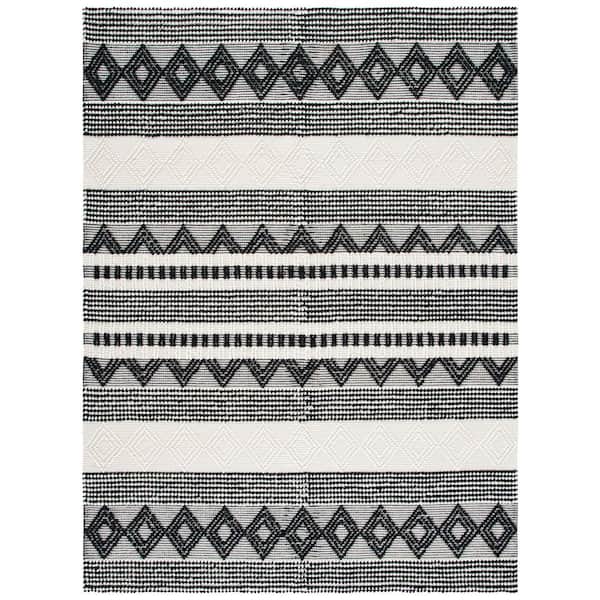 Natura 11 ft. x 15 ft. Black/Ivory Striped Diamonds Area Rug