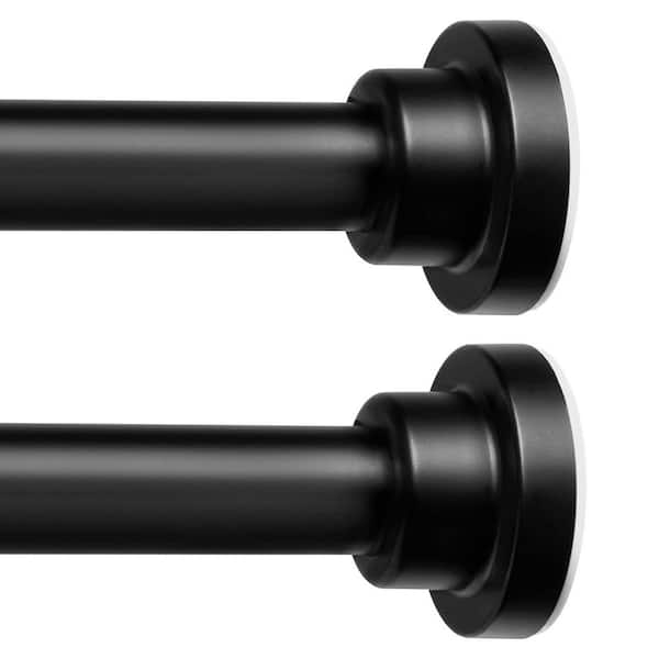 2Pack Adjustable Spring Tension Curtain Rods 17.10 in. L x 3.50 in. W Stainless Steel Matte Black in Windows Closet Room