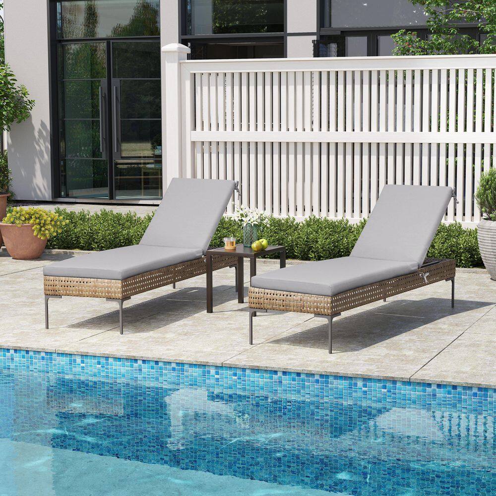 Set of 2 Light Gray 80 x 23 x 2.7 in. Chaise Cushions for Patio Furniture Outdoor Lounge Pads price history on PriceWatchPro