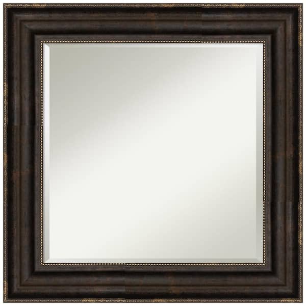 Amanti Art Stately Bronze 26.25 in. W x 26.25 in. H Framed Beveled Bathroom Vanity Mirror in Bronze