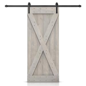 22 in. x 84 in. X  Silver Gray Stained DIY Wood Interior Sliding Barn Door with Hardware Kit