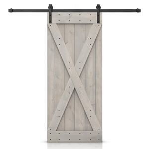 24 in. x 84 in. X  Silver Gray Stained DIY Wood Interior Sliding Barn Door with Hardware Kit