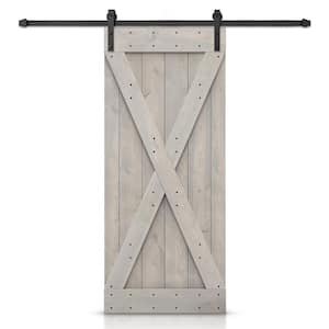 30 in. x 84 in. X  Silver Gray Stained DIY Wood Interior Sliding Barn Door with Hardware Kit